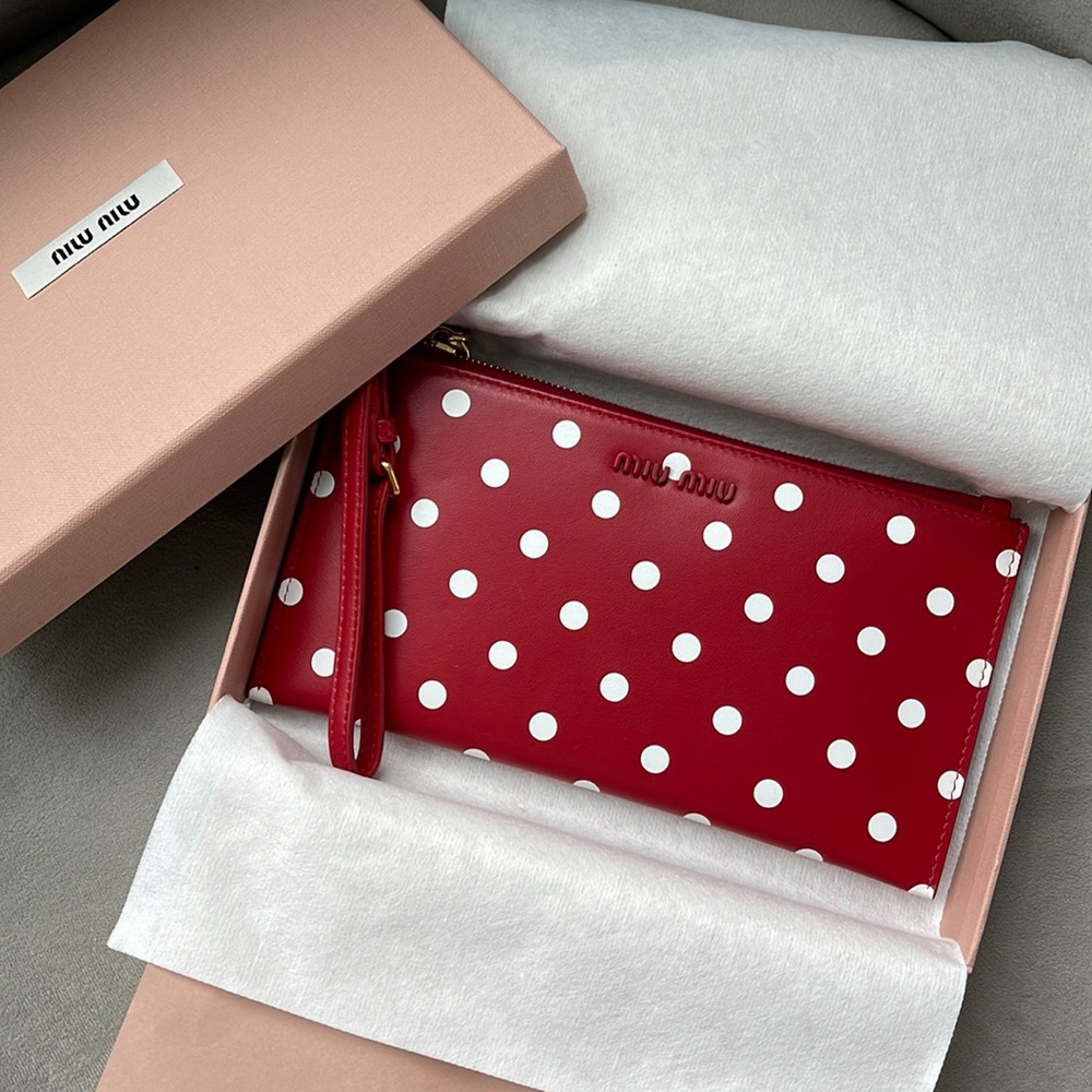 MIU MIU polka dot wristlet